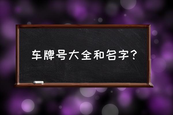 全国各地车牌号大全 车牌号大全和名字？