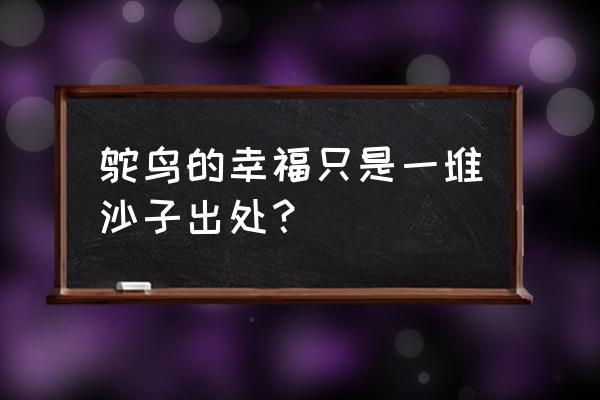 钱小样经典语录 鸵鸟的幸福只是一堆沙子出处？